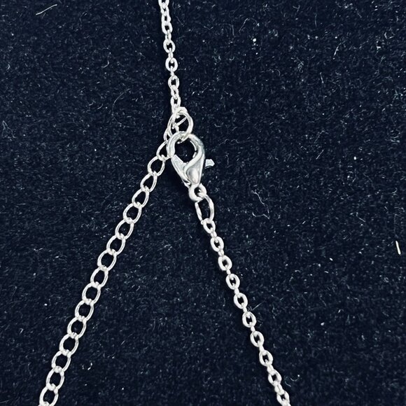 Silver Tone And Blue Glitter Tree Of Life Necklace And Pierced Earrings (6119) - Picture 5 of 7